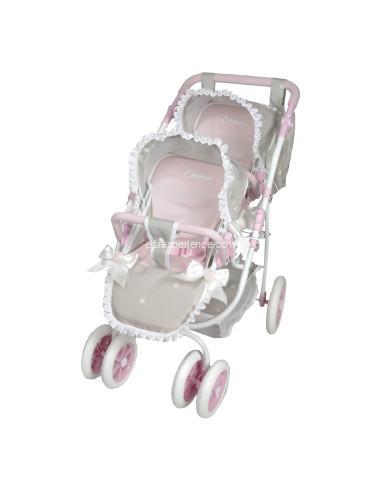 40672 COCHE GEMELAR EMMA 45x70x73 CM C/BOLSO (Altura Manillar: 47-77 cm)