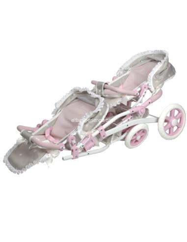 40672 COCHE GEMELAR EMMA 45x70x73 CM C/BOLSO (Altura Manillar: 47-77 cm) - Imagen 2