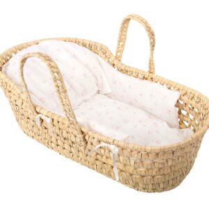 6336 CANASTILLA MIMBRE CON DOS ASAS, PROTECTOR, COLCHON Y COJIN  28x52x20 cm / Altura c/asas 29 cm