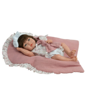 98213 REBORN ARIAS 38 CM ALBA ROSA C/MANTA Y DOUDOU (Cuerpo Vinyl, sexo niña)