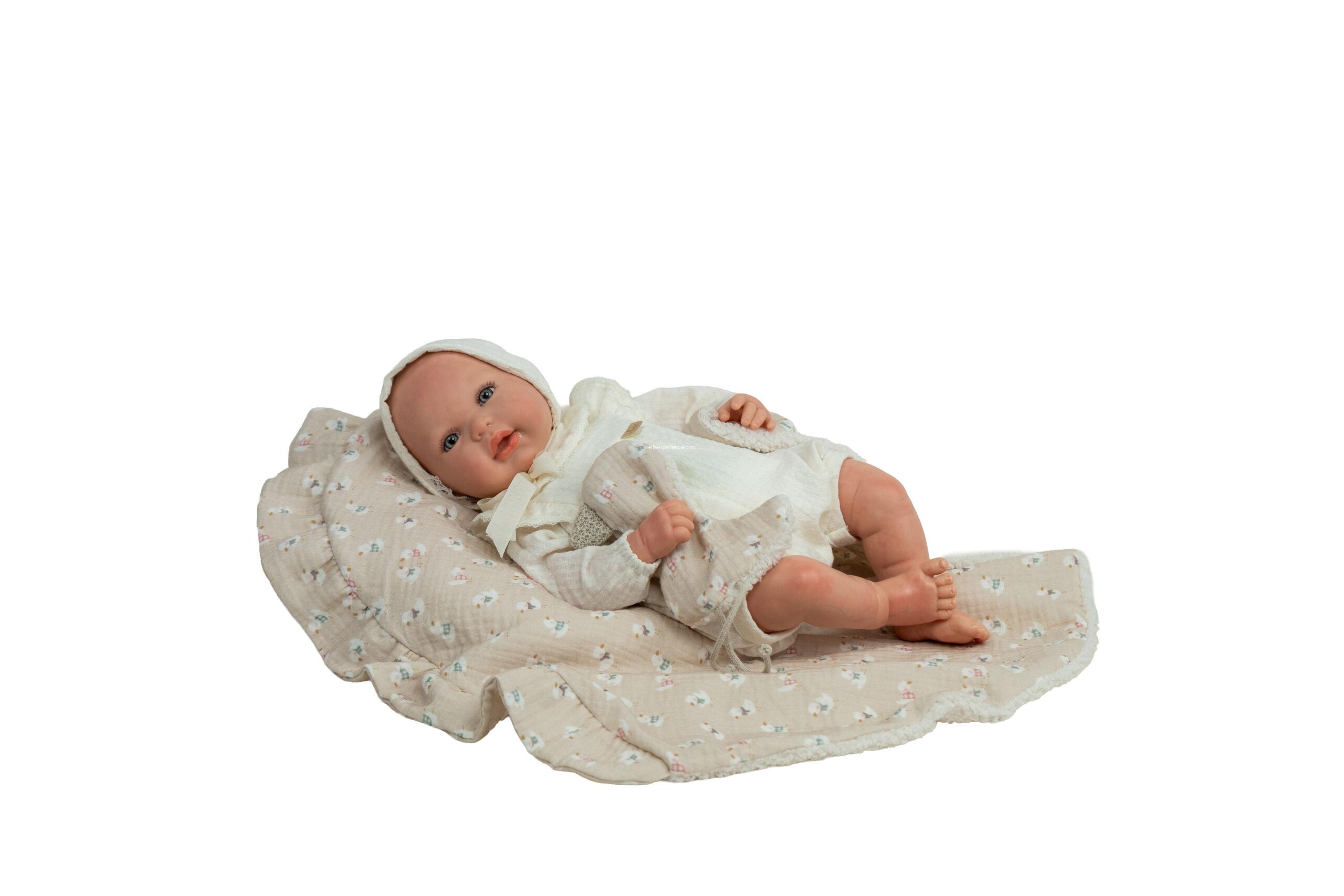 98219 REBORN ARIAS 45 CM CAMILA BEIGE C/MANTA Y DOUDOU