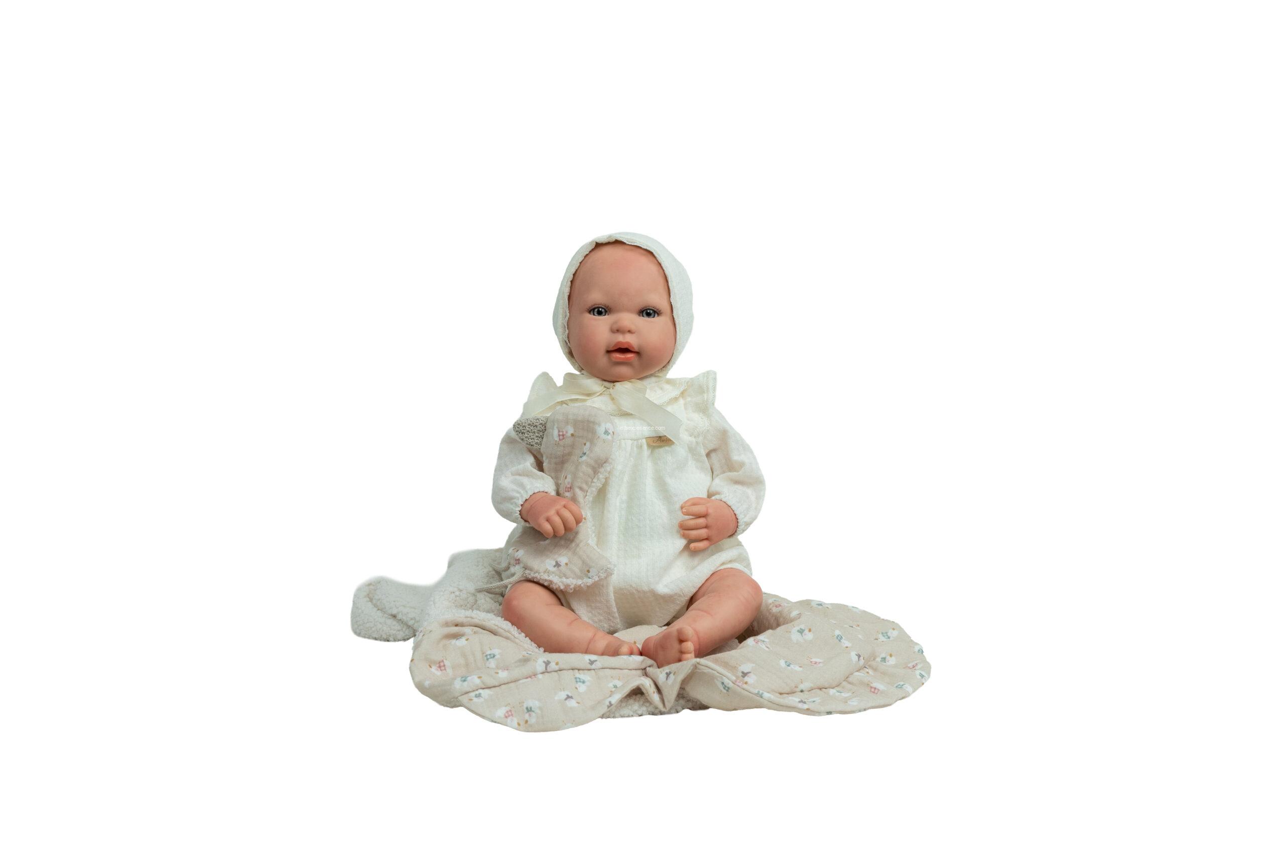 98219 REBORN ARIAS 45 CM CAMILA BEIGE C/MANTA Y DOUDOU - Imagen 5