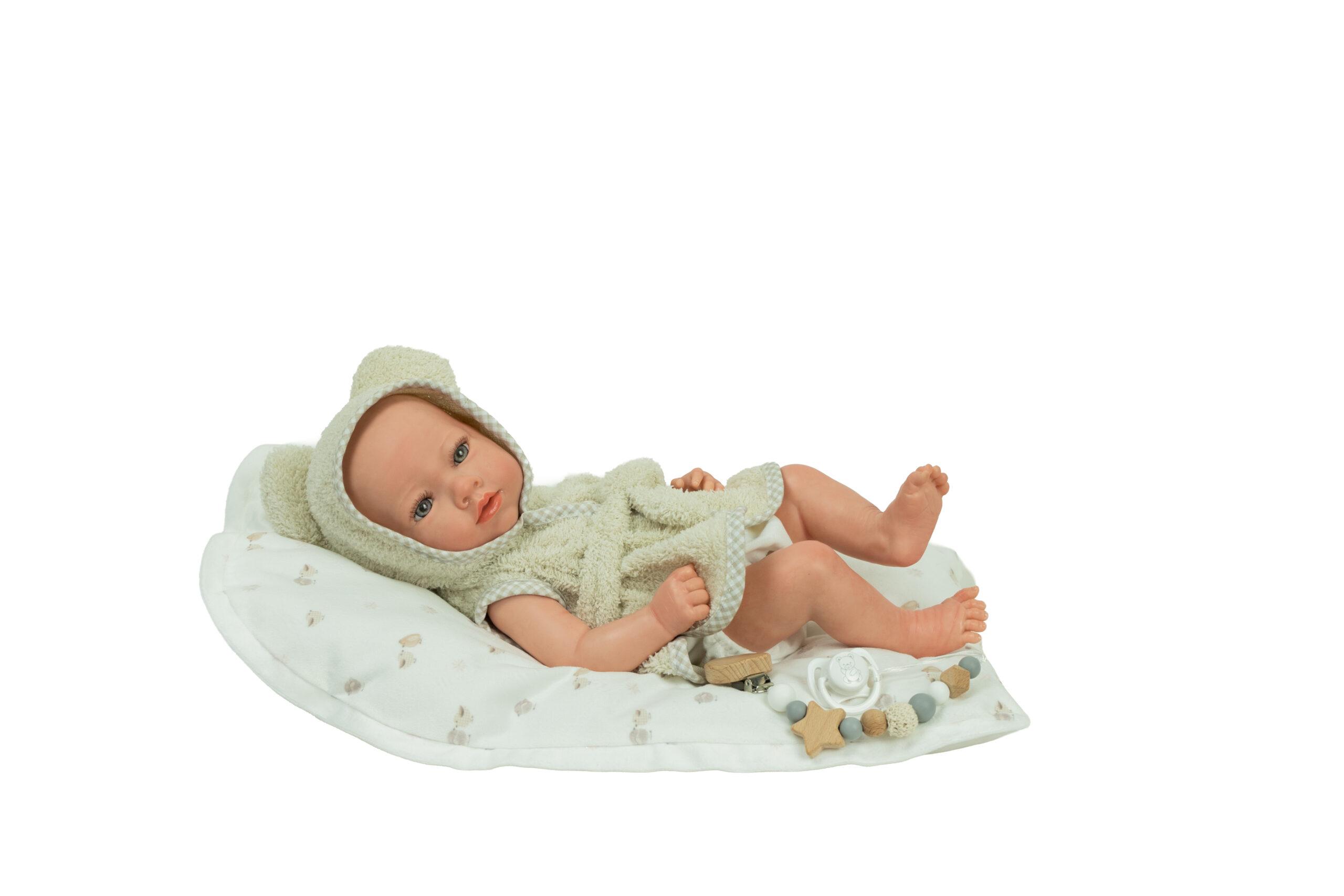98224 REBORN ARIAS 38 CM MAX BEIGE C/COJIN (Cuerpo Vinyl, sexo niño)