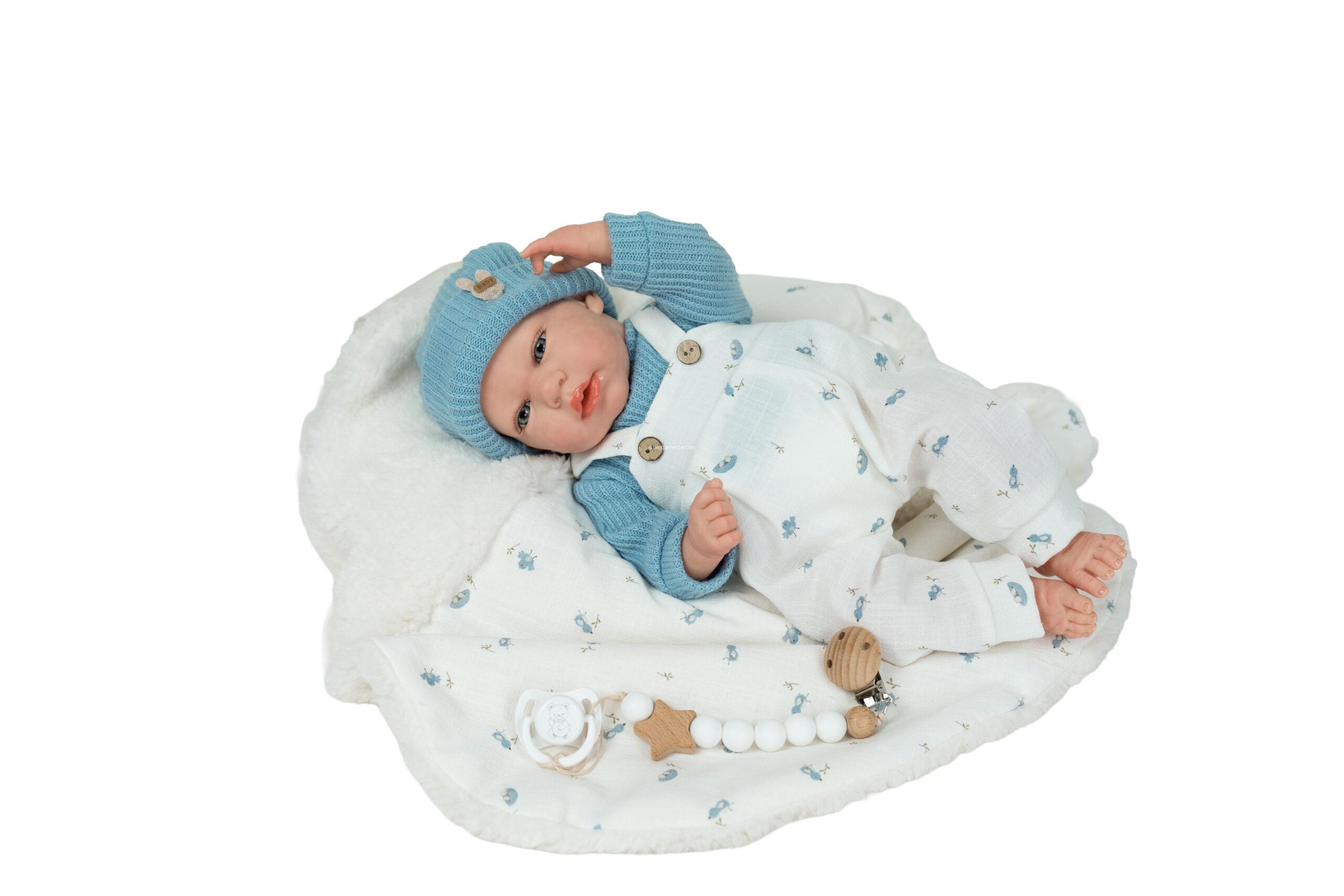 98226 REBORN ARIAS 40 CM CAIRO AZUL C/MANTA - Imagen 4