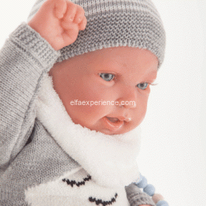 80114 Bebe Sweet Reborn Pipo Toquilla Gris 42cm - Imagen 4