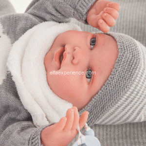 80114 Bebe Sweet Reborn Pipo Toquilla Gris 42cm - Imagen 3