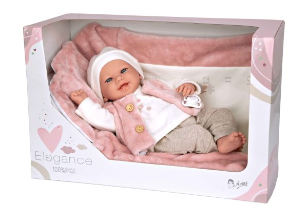 60809 ELEGANCE 40 CM COLIN ROSA C/MANTA  (MUÑECO DE PESO) - Imagen 9