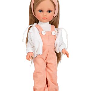 60835 Elegance Carlota Rubia con Peto Salmón y Chaqueta Blanca 36cm