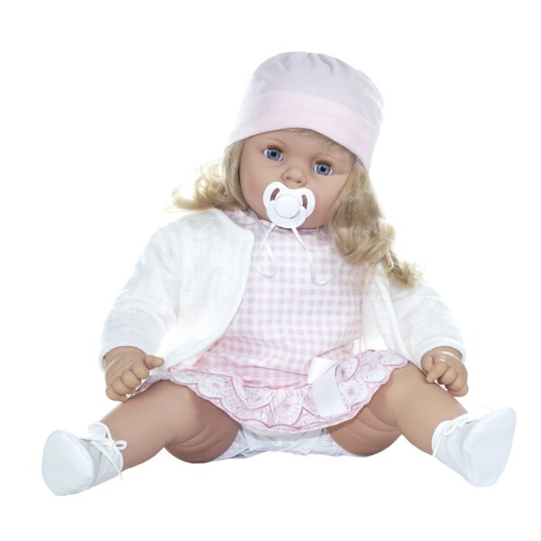 5131 bobos niña vestido rosa cuadros, gorro rosa