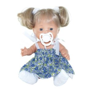 3000U Baby’s Display 2 coletas, rubia, vestido blanco con flores azules