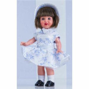 MM20103 Mini Vestido Blanco Flores Azul