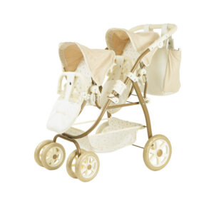 40944 COCHE GEMELAR REBORN DE PARIS 45x70x73 CM C/BOLSO (Altura Manillar: 47-77 CM) (Disponible en Julio)