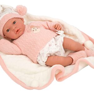 60754 ELEGANCE ANDIE 40CM ROSA C/MANTA, MECANISMO Y ABRO Y CIERRO LOS OJOS
