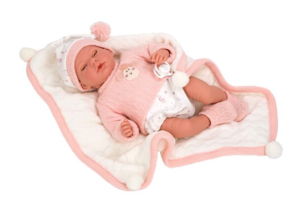 60754 ELEGANCE ANDIE 40CM ROSA C/MANTA, MECANISMO Y ABRO Y CIERRO LOS OJOS - Imagen 2