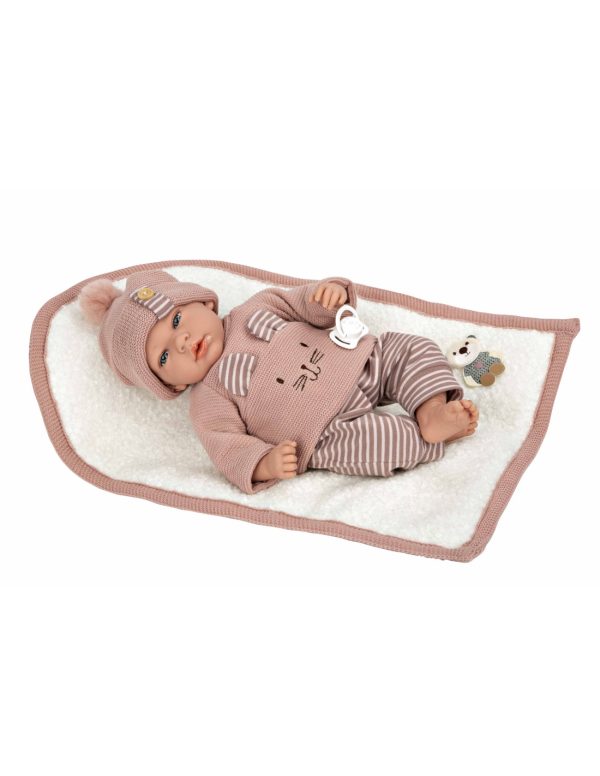 60802 ELEGANCE 40 CM ANDIE ROSA C/MANTA (MUÑECO DE PESO)