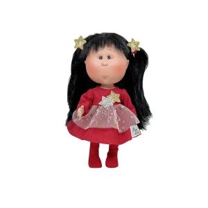 3184 Little Mia Christmas- Morena con Vestido Rojo con Estrellas 23cm