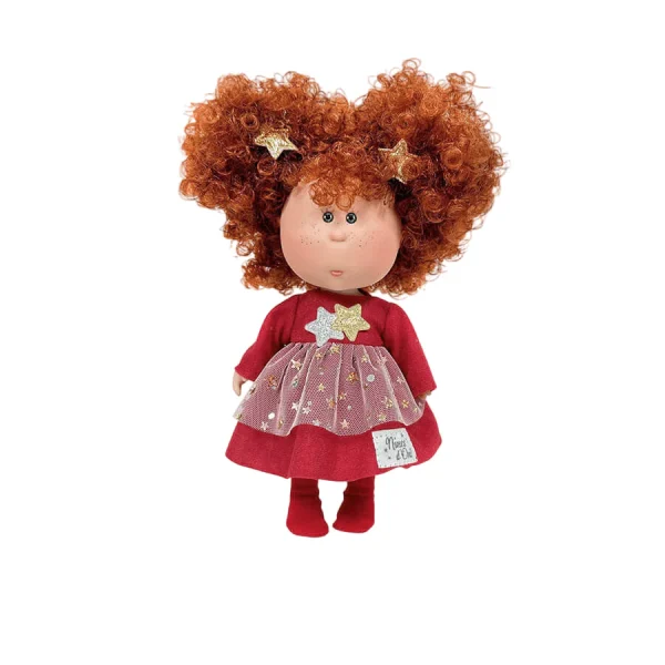 3184 Little Mia Christmas- Pelirroja con Vestido Rojo con Estrellas 32cm