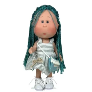 3169-AZUL  MUÑECA LITTLE MIA BLUE BRAID 23cm