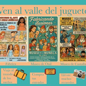 Pack 3 visitas Museo de la Muñeca (Onil)+Museo de Los Pérez (Castalla)+ Fabrica de muñecas(Lunes a viernes)