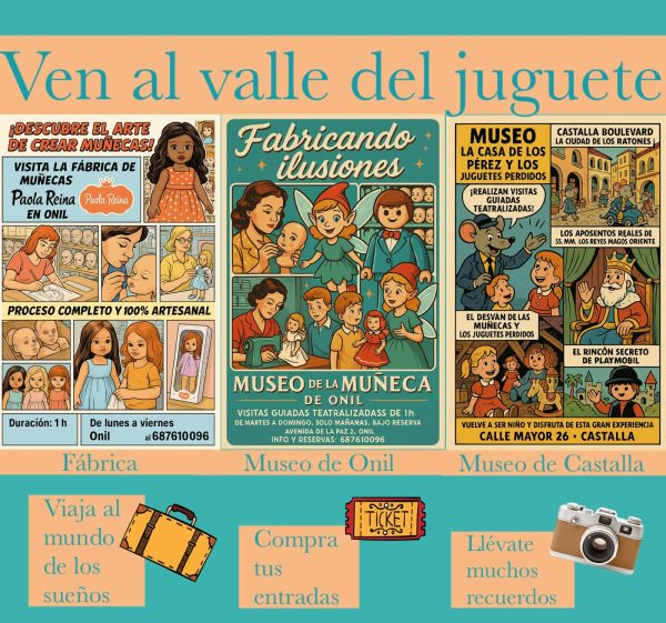 Pack 3 visitas Museo de la Muñeca (Onil)+Museo de Los Pérez (Castalla)+ Fabrica de muñecas(Lunes a viernes)