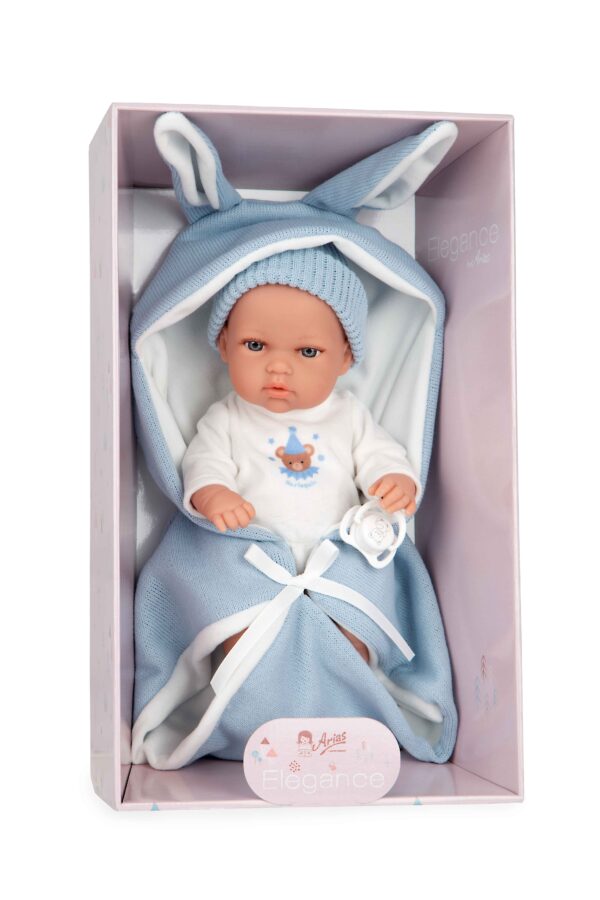 60868 ELEGANCE 30 CM NATAL AZUL C/SACO DE DORMIR (Cuerpo Vinyl, sexo niño) - Imagen 6