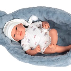 60907 ELEGANCE 40 CM ANDIE AZUL C/CUNA (MUÑECO DE PESO)