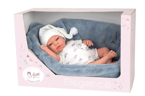 60907 ELEGANCE 40 CM ANDIE AZUL C/CUNA (MUÑECO DE PESO) - Imagen 7