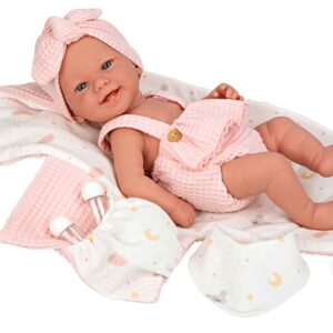 65371 ELEGANCE 42 CM ZOE ROSA C/CAMBIADOR Y BABERO   (Cuerpo vinyl, sexo niña)