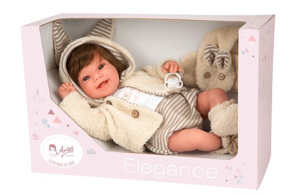 65392 ELEGANCE 45 CM ZOE BEIGE C/BUFANDA C/PELO (MUÑECO DE PESO) - Imagen 5