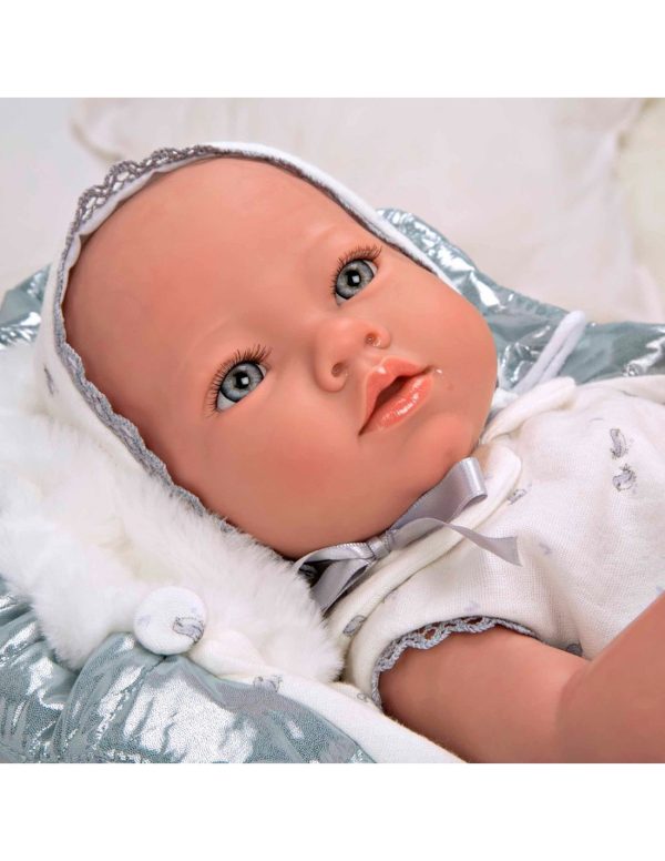 98172 REBORN ARIAS 38 CM BORJA GRIS C/MANTA (Cuerpo Vinyl, sexo niño) - Imagen 3