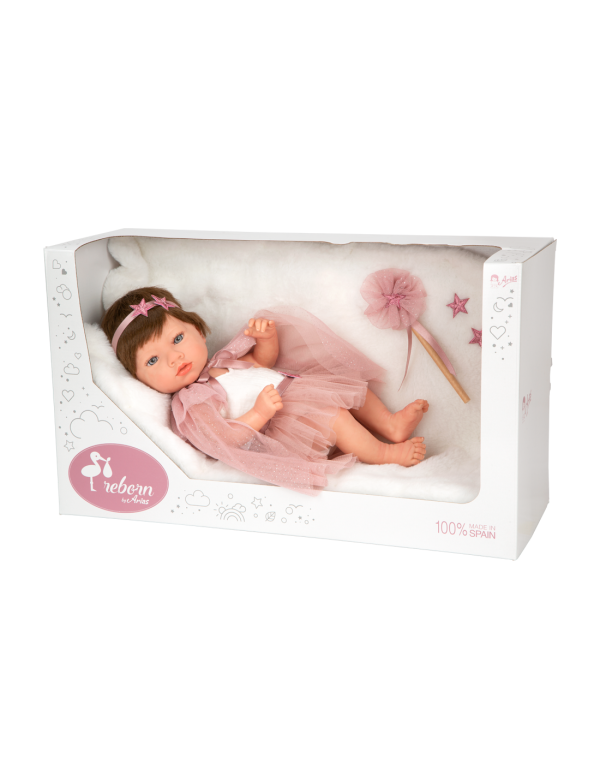 98194 REBORN ARIAS 38 CM PRINCESS ROSA C/MANTA (Cuerpo Vinyl, sexo niña) - Imagen 2