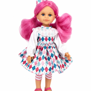 04715 Cleo Arlequina Pelo Rosa 32 cm – Muñeca Amigas Paola Reina Edición Limitada