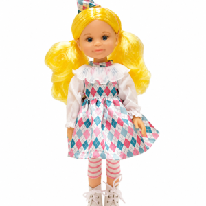 04716 Cleo Arlequina Pelo Amarillo 32 cm – Muñeca Amigas Paola Reina Edición Limitada