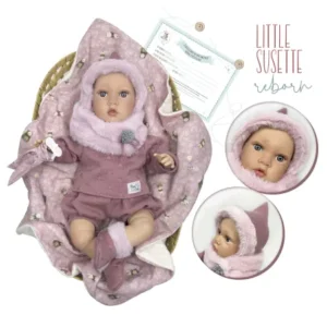 0263 LITTLE SUSETTE REBORN POMPÓN GRIS (caja) 40CM