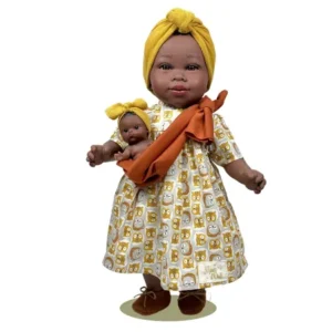 6260 MARÍA CON BEBÉ MUSTARD 45CM