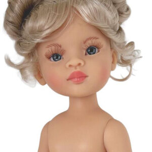 14880 MANICA 32 CM CON BRAGUITAS PELO RUBIO ROSADO ONDULADO CON FLEQUILLO Y DOS TOTOS RAYA MEDIO OJO GRIS EN BOLSA + SOLAPA