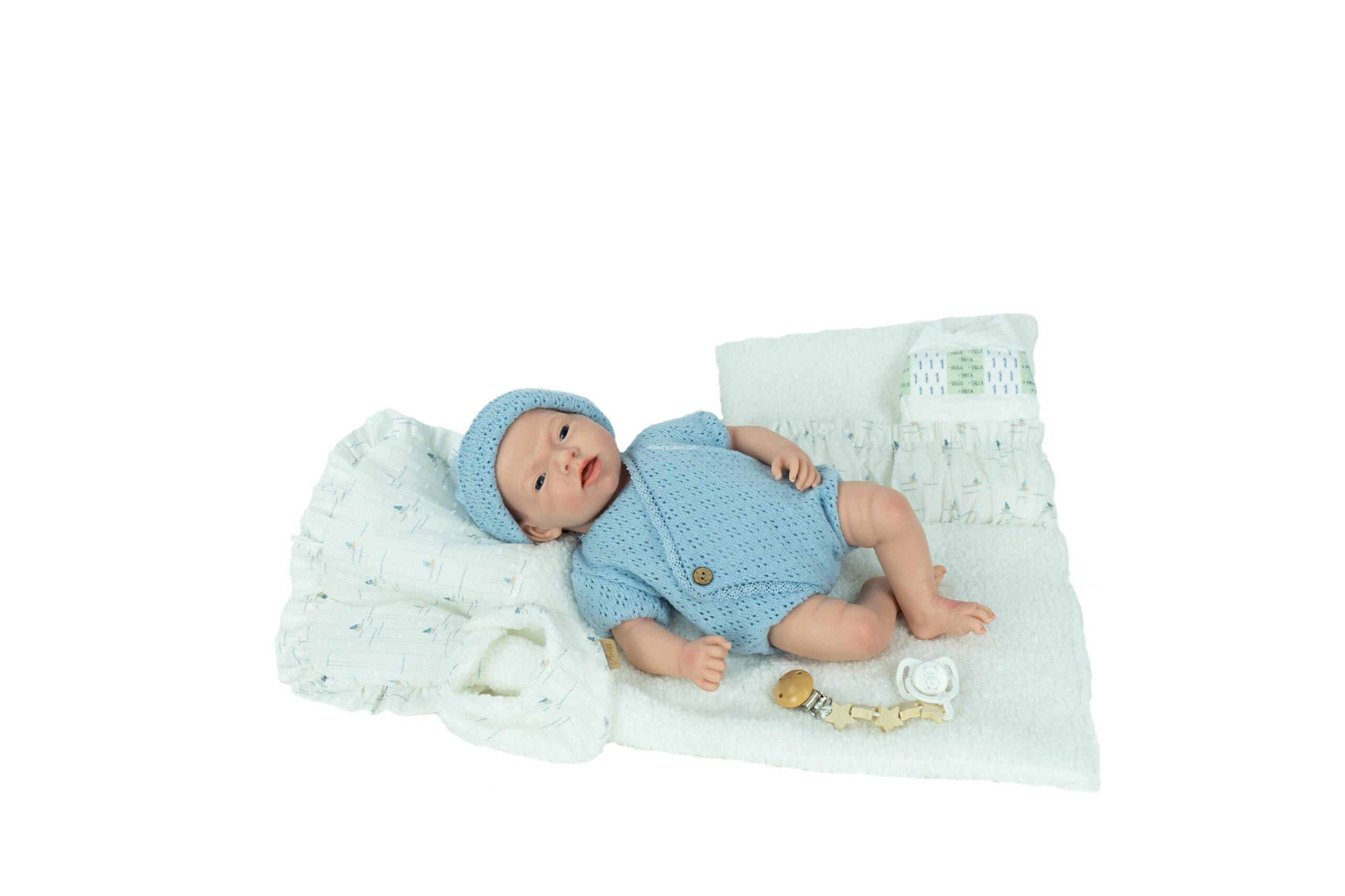 98207 REAL REBORN ARIAS AINA 40 CM C/CAMBIADOR Y PAÑUELO BABERO // Spanish Design (Cuerpo Silicona, sexo niña)