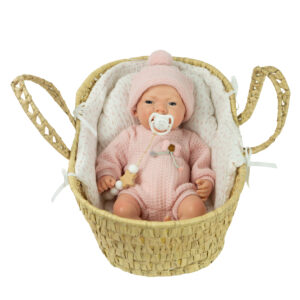 98230 REAL REBORN ARIAS ARLET 40 CM C/ CAPAZO MIMBRE // Spanish Design  (Cuerpo Silicona, sexo niña) En Bolsa Tul