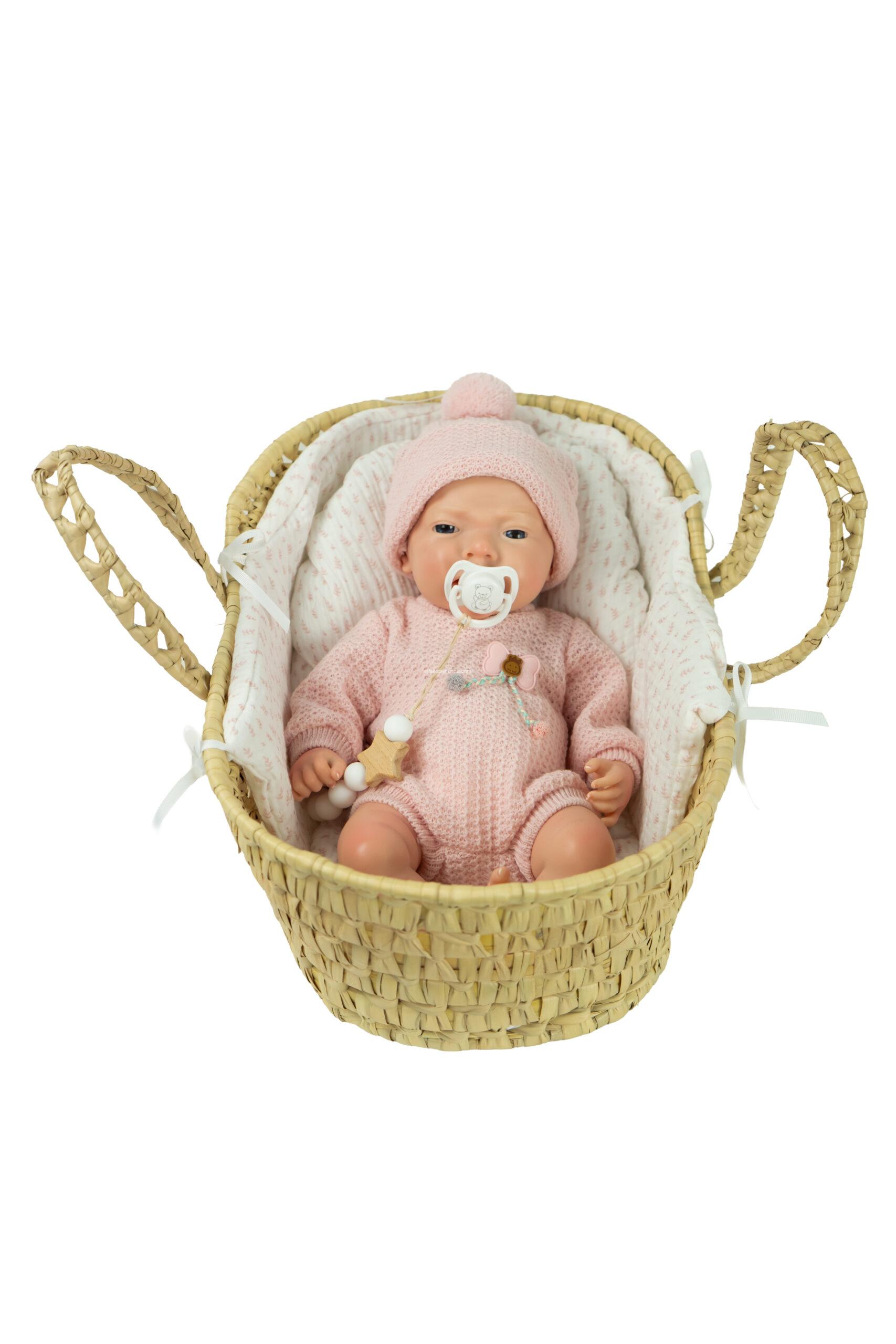 98230 REAL REBORN ARIAS ARLET 40 CM C/ CAPAZO MIMBRE // Spanish Design (Cuerpo Silicona, sexo niña) En Bolsa Tul